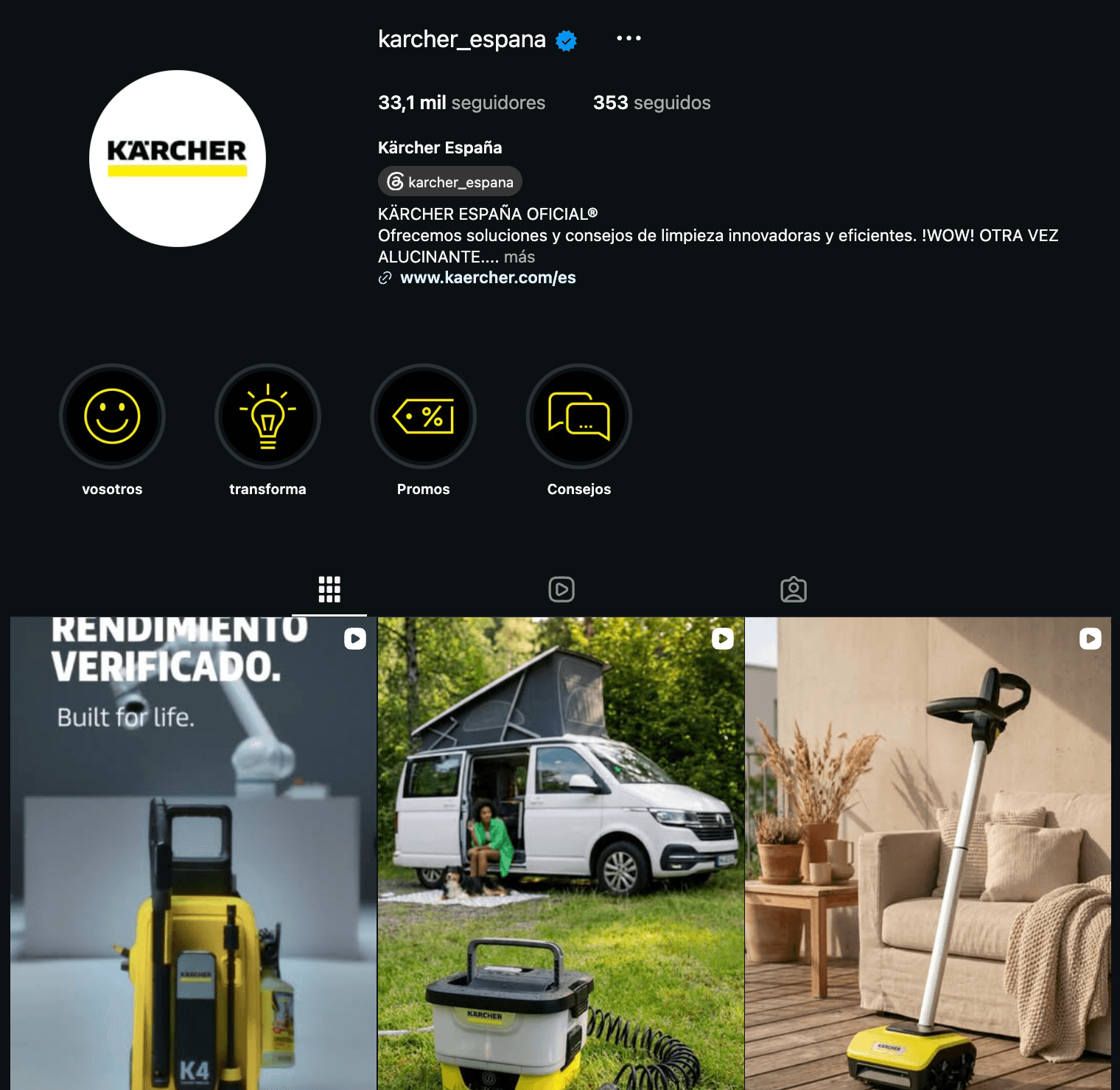 Miniatura del proyecto Gestión de Instagram · Kärcher España